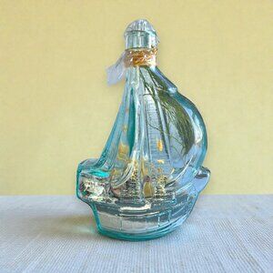 Vintage Santa Maria Ship Glass Bottle Nautical Oil Lamp w/Sand & Shells 8.5”